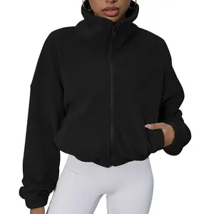 Womens Fleece Jackets Zip Up Oversized Sweatshirts Winter Clothes Long Sleeve Crop Sherpa Fall Outfits Fashion