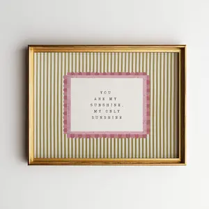 You Are My Sunshine Nursery Poster Neutral Striped Wall Decor Cottagecore Kids Room Artwork Soft Aesthetic Design for Girls Bedroom or Baby Room