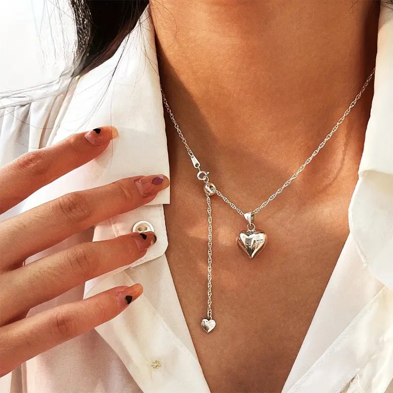 Vintage Charm Necklaces for Women, Silver-Plated Engraved Heart Pendant with Rotatable Crown Cross, Meaningful Gifts, Love Heart Necklace