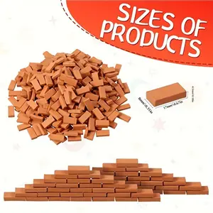 2026 Year of the Horse Gifts 1:16 Mini Building Blocks 120/30 Red Miniature Model Brick Wall Doll House Mini Garden Accessories Proportion Building Blocks Spring Festival Gifts Chinese New Year of the Horse Limited Sense