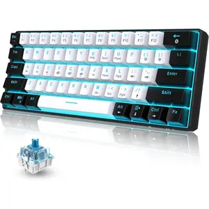 CTBTBESE 60% Wired Gaming Keyboard, RGB Backlit Mini Waterproof Small Ultra-Compact 61 Keys for PC/Mac Gamer, Typist, Travel, Easy to Carry on Business Trip