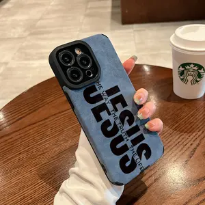 The minimalist Jesus pattern phone case is made of TPU and leather with a delicate touch that is skin friendly like velvet suitable for Apple 17 16 15 14 13 12 11 Pro Max Plus X XS Max