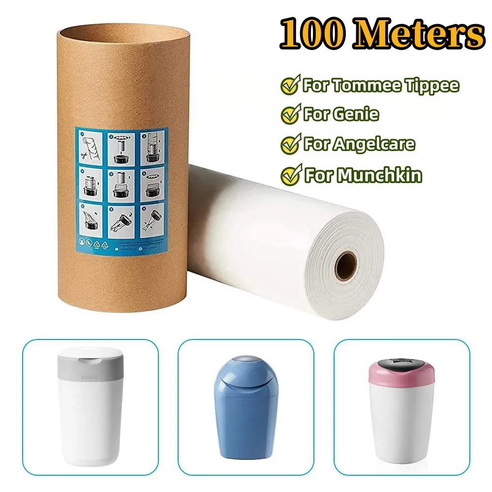 100M Diaper Pail Refills for Tommee Tippee, Baby Diaper Refill Bags for Genie for Angelcare for Munchkin, Diaper Disposal