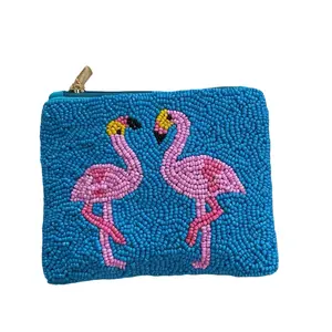 Women's Beaded Coin Purse with Zipper Closure