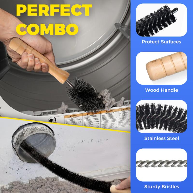 2 Pack Dryer Vent Cleaning Kit with Flexible Lint Brush and Crevice Nozzle Deep Hidden Lint Removal Improve Dryer Efficiency and Enhance Safety Multi Function Vacuuming Auto Car Vacuums