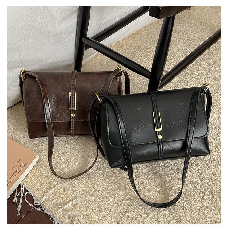 Vintage French Style Women’s Work Bag | Chic Commuter Shoulder & Crossbody Square Handbag | Elegant Minimalist Designer Purse | Versatile Everyday Fashion Bag