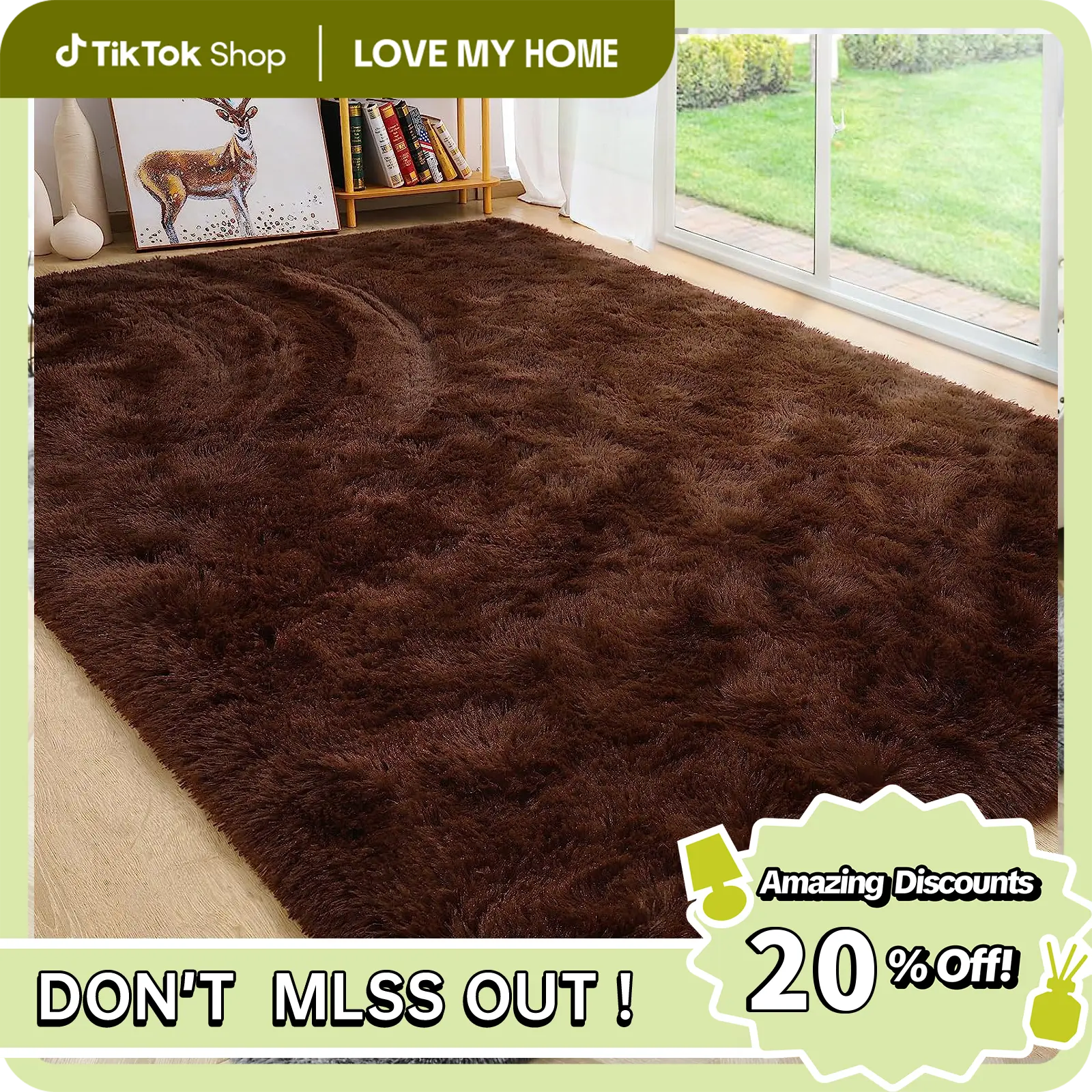 Junovo Soft Thick Shaggy Rug - Decorative, Soft Absorbent, Non-Slip, Durable Machine Washable Floor Rug for Living Room, Bedroom, Decorative Rug, Soft Thick Rugs