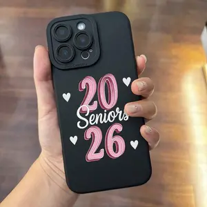 Class Of 2026 Seniors Heart Aesthetic Phone Case For IPhone 16 15 14 13 12 11 Pro Max Plus Black Shockproof Cover Phone Case Graduation Gifts For Women Sister ,Suitable For IPhone17 Air