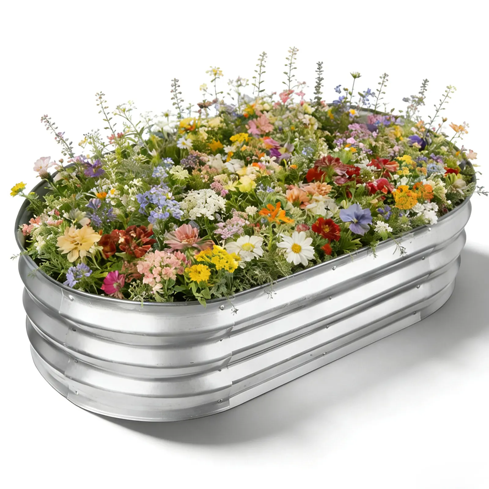 Land Guard Galvanized Raised Garden Bed Kit, Galvanized Planter Garden Boxes Outdoor, Oval Large Metal Raised Garden Beds for Vegetables
