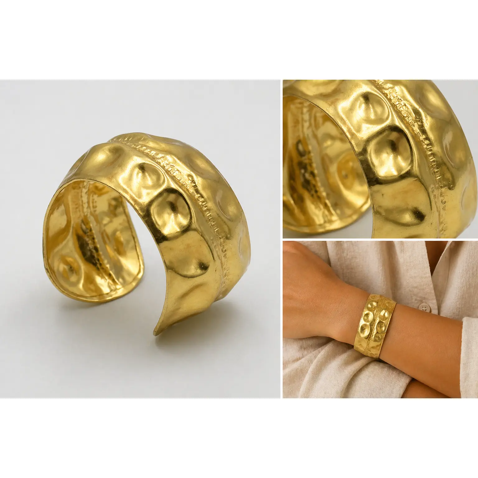 hammered gold tone statement cuff