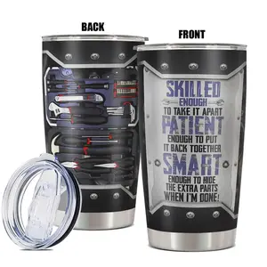 20oz Tumbler, Toolbox Pattern Insulated Tumbler, Funny Print Stainless Steel Tumbler, Gift for Mechanic, Gift for Any Occasion, Drinkware