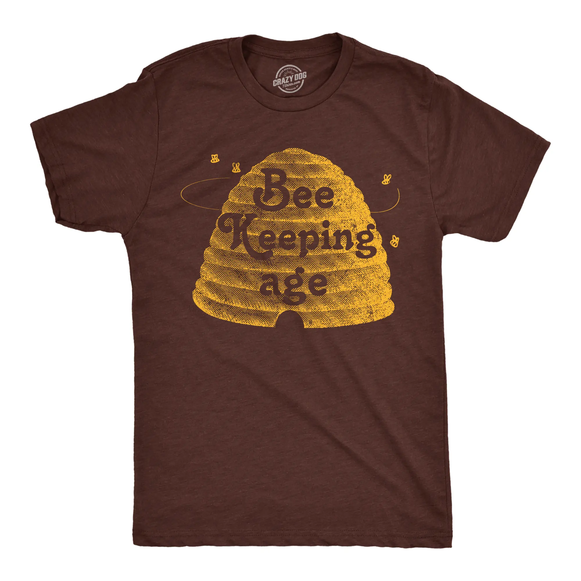 Mens Funny T Shirts Bee Keeping Age Sarcastic Novelty Graphic Tee for Men Mens Funny T Shirts Cool Vintage Fashion T-Shirt Gift Classic Menswear Funny Animal Short Sleeve Novelty Tees for Guys Brown -