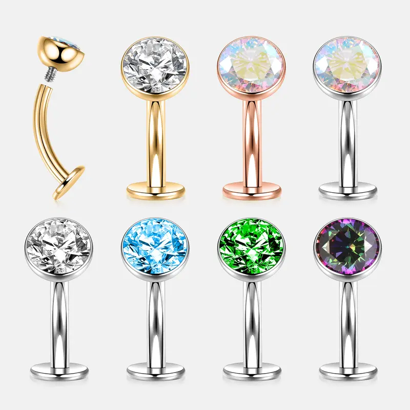 5 Pack 14G Belly Button Rings – Curved Bars With Silicone Bottoms, 10mm, Surgical Steel, Multicolor