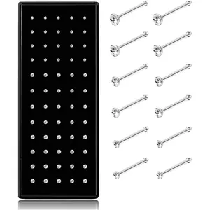 60-120pcs Stainless Steel Nose Studs Rings Piercing Pin Body Jewelry 20G-22G 1.5mm 2mm 2.5mm