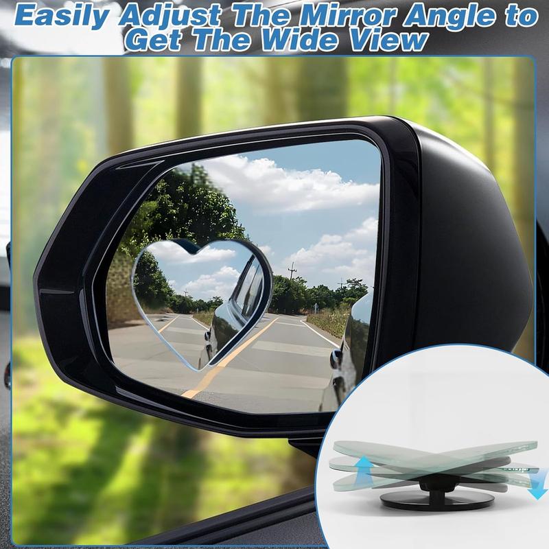 【NewYear2026】2-Pack Heart-Shaped Blind Spot Mirrors – Adjustable, Removable Wide-Angle Convex Rearview Mirrors for Cars, SUVs, Enhanced Safety, Universal Fit