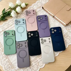 Magnetic Metal Paint Phone Case for iPhone 17 Pro Max/17/16 Pro/15, Matte Tpu Full Coverage, Shockproof Protective Cover with Lens Film