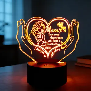 3D Love Message Night Light LED Neon Lights Atmosphere Lamp Touch Control 7 Color Auto Changing USB Powered Table Lamp Birthday Holiday Gift for Family Friends