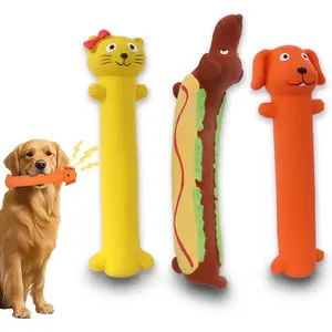 Latex Squeaky Chew Dog Toys - Cartoon Animal Long-Shape Interactive Toy for Puppies, Small-Medium Dogs, Teething Relief & Training accessories
