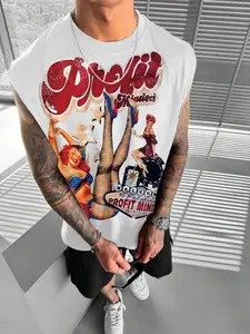 Men's Casual Fashion Portrait Print Knit Vest, Soft Comfortable Breathable Top for Daily Leisure and Sports, Fitted Design for Summer Wear