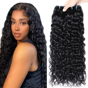 PerisModa 12A Water Wave Bundles 100% Human Hair Natural Brazilian Weaving 1/3/4 Bundles Deal Raw Hair Extensions Curly Hair Bundles Wet and Wavy Human Hair Bundles