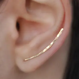 [2pcs U Shaped Ear Cuff Earrings] 2pcs Golden/Silvery Stainless Steel Hammered U Shaped Ear Cuff Clip Earrings For Men