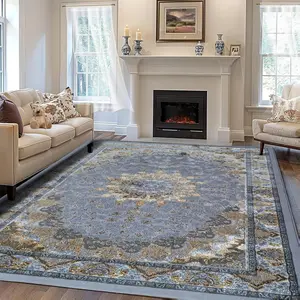 FDY Polyester Area Rugs - Premium Turkish Carpet with Cotton Backing for Living Room, Bedroom, or Office - Durable, Quality Rugs for High-Traffic Areas, Modern Style, Easy to Clean