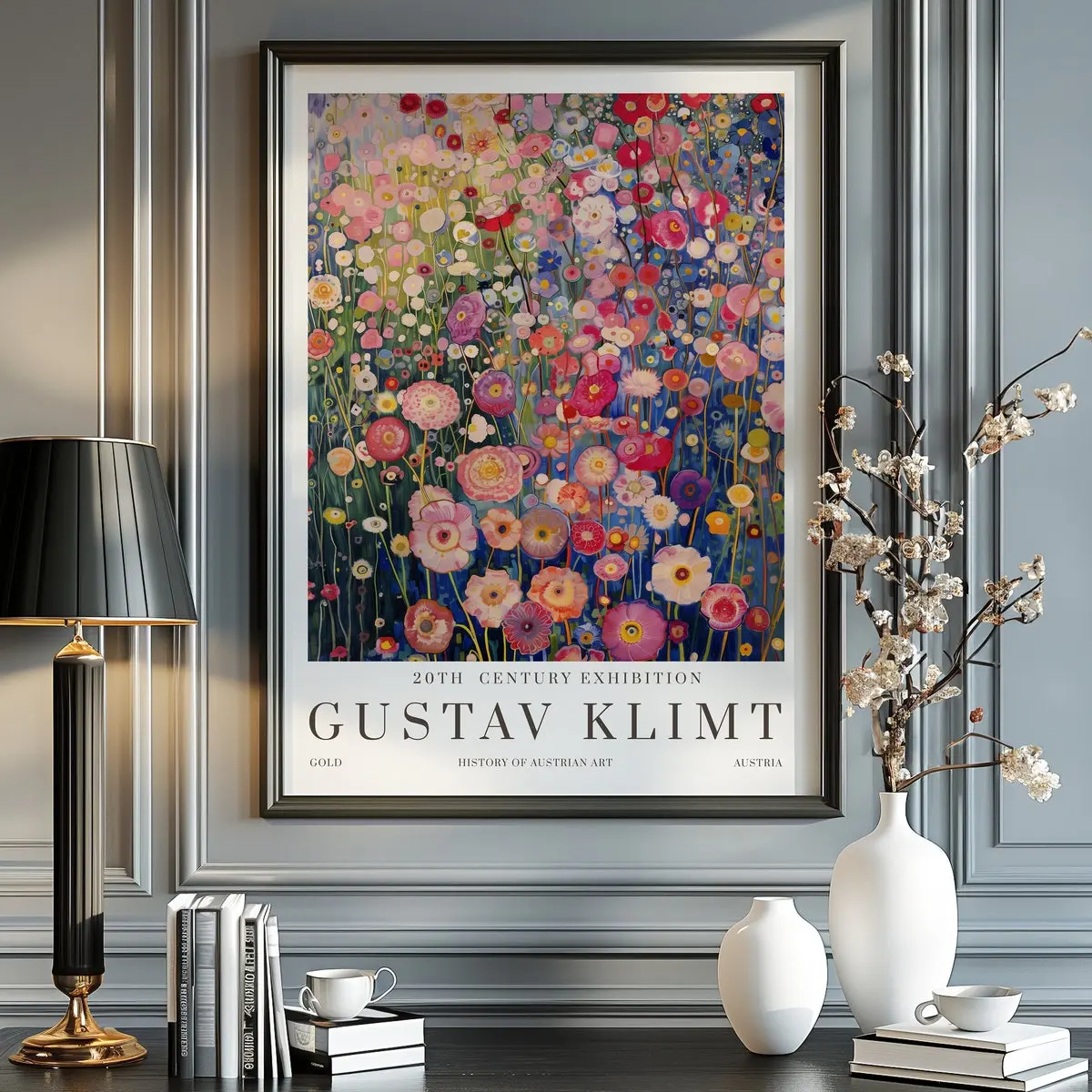 Gustav Klimt Poster, Klimt Museum Poster, Gustav Klimt Printing, Floral Artwork, Gustav Klimt Print, Klimt Exhibition Poster, Flower Garden, Room Decor, Unframed