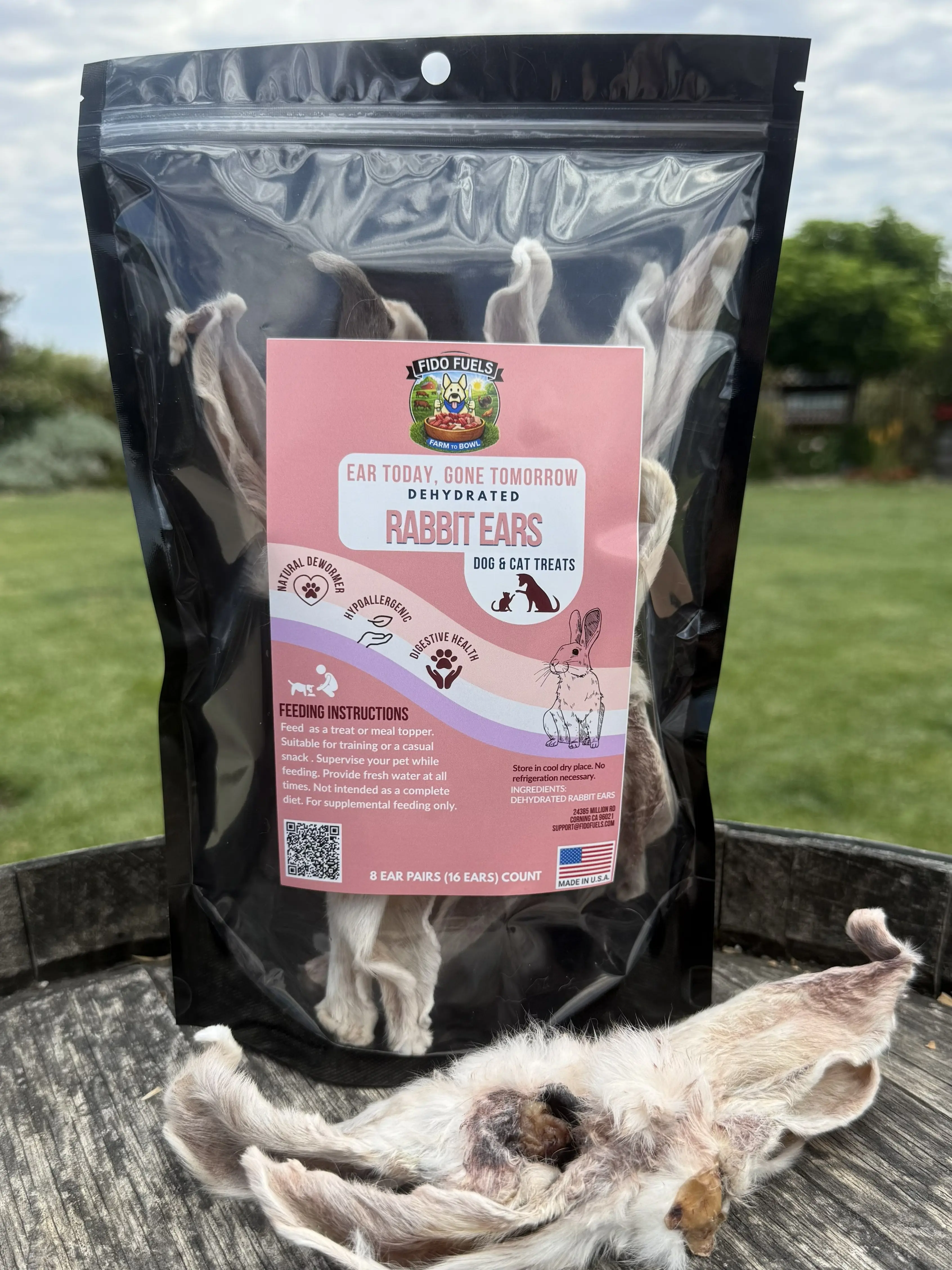Ear Today, Gone Tomorrow - Fido Fuels Rabbit Ear Pairs - Safe for All Breeds & Ages - Meal Topper or Training Reward