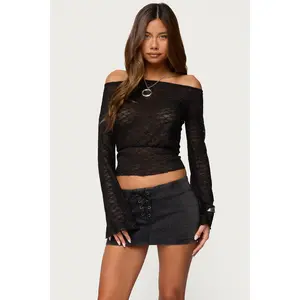 Alef Sheer Lace Off Shoulder Top