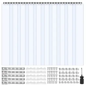 VEVOR Clear PVC Strip Curtain, 96 in Heightx 60 in Widthx 0.08 in Thickness, 10 PCS Walk in Freezer Cooler Curtain Strips, Smooth Waterproof Plastic Door Strips for Warehouse, Freezer, Garage Doors