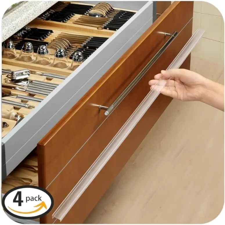 4pcs Cabinet Door Protector, Plastic Edge Protector Trash Drawer Protector Edge Guard, Slip on Protectors for Cabinets– 3/4" Thick, 24" Length, Prevent Wear, Chipping, Discoloration