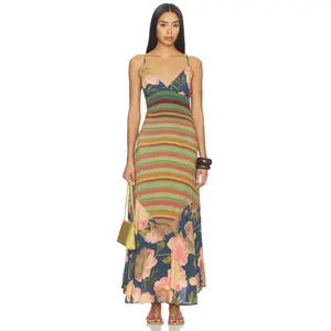 Free People Painted Sands Maxi Dress in Navy Combo