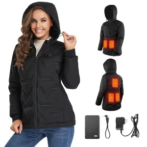 Sukeer Christmas Gifts for Women Women's Heated Jacket, Heated Coat with Battery Pack and Detachable Hood