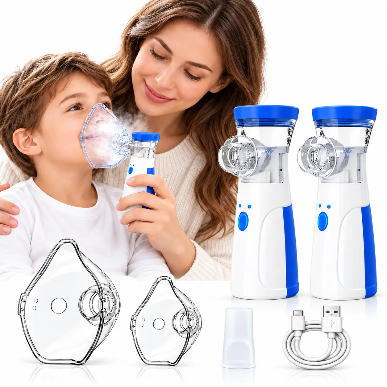 Handheld Nebulizer Machine, Portable Respiratory Aid for Adults & Kids, Compact Travel Size for Home and Travel, Personal Care Device