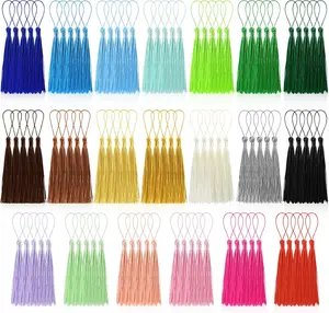 Bookmark  100 Pcs Tassels Bulk 20 Colors Soft Craft Silky Handmade Mini Tassels Jewelry Making with Loops DIY Craft Accessory Dress Decoration