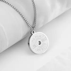 Stainless Steel Sports-Style Fitness Barbell Necklace for Men and Women Inspirational Titanium Steel Pendant Jewelry, Stainless Steel Necklaces, Titanium Steel Necklaces