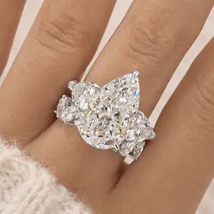 Maxine 8.0ct 2PC Wedding Ring Set,Affordable Luxury 3-Stone Pear Cut Engagement Ring Matching Eternity Pear Wedding Band,Daily Wear,Travel-Friendly