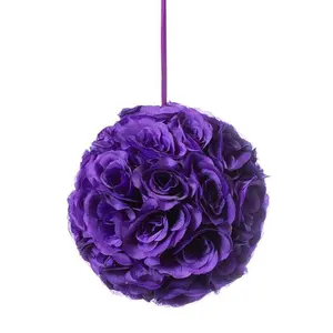 12" Rose Ball W/ribbon Purple