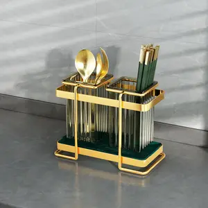 Chopstick Storage Holder Cutlery Drain Rack Luxury Dinnerware Rack Kitchen Tableware Spoon Forks Organizer Box Dish Drying Organiser cocina 선반