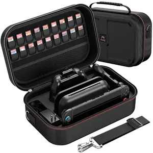 Switch 2 Carry Case Compatible with Switch 2,with 18 Games Cartridges Waterproof and Dustproof Travel Case for Switch 2 and Switch 2 Accessories，with Handles and Shoulder Straps