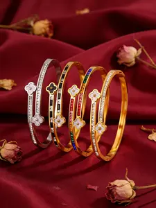 1 piece - luxurious stainless steel bracelet with multi-colored zircon stones and 18k gold plating, suitable for everyday wear, festive occasions, and more, Elegant Jewelry Bracelet