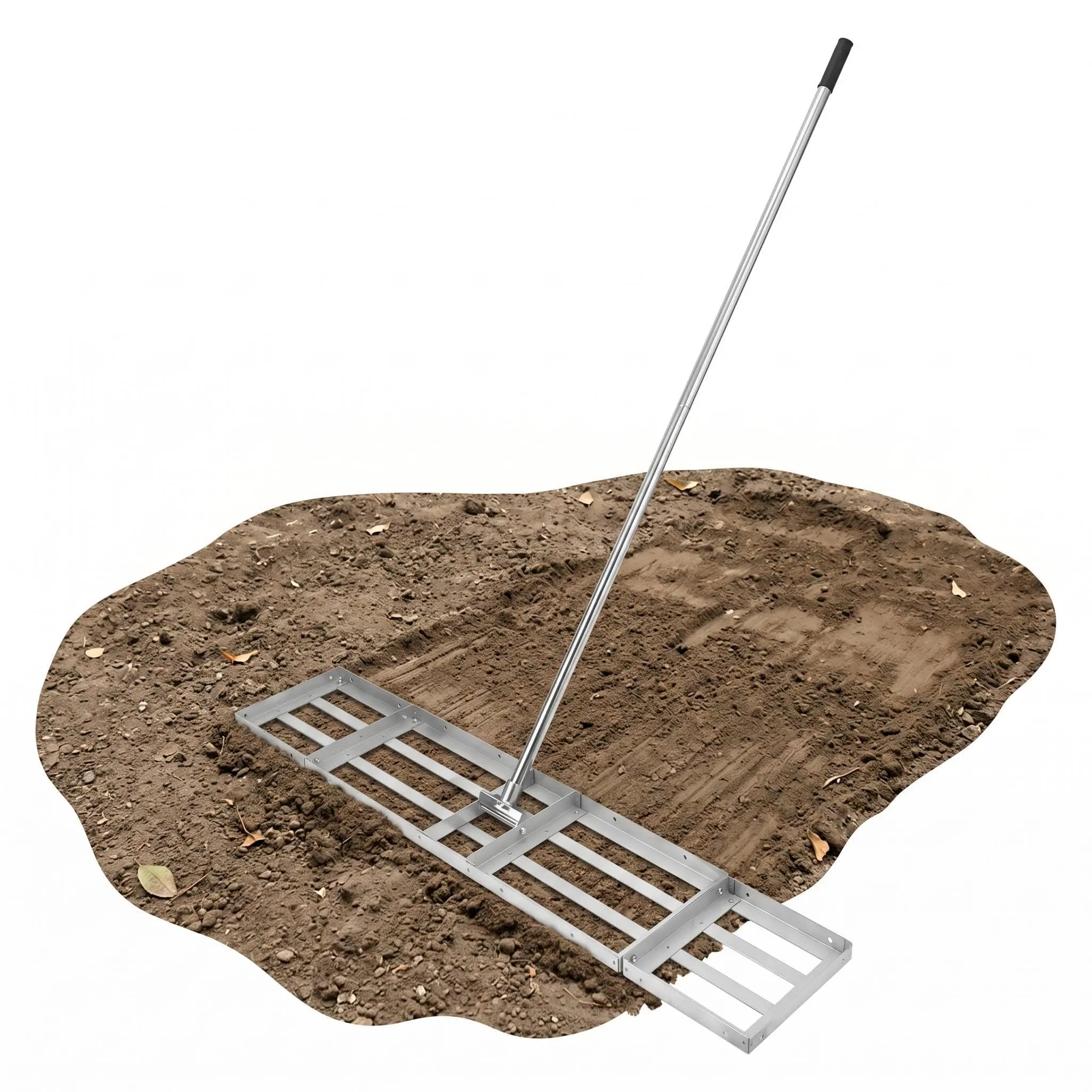 36" Hand Push Stainless Steel Lawn Leveling Rake, Heavy Duty Landscape Drag Harrow for Yard, Garden, Soil & Sand Leveling