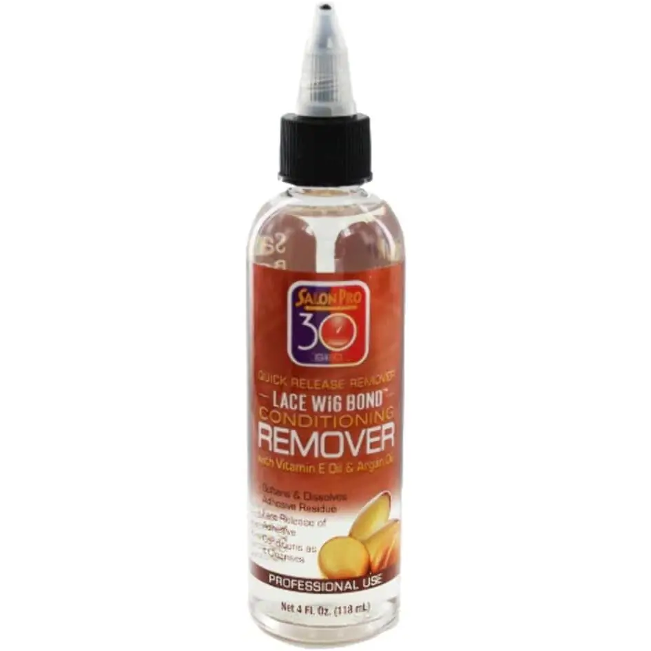 SalonPro 30 Second Lace Wig Remover - 4 fl oz Quick Release Formula, Easy Remove Adhesive Residue, Conditions Hair & Scalp with Argan Oil & Vitamin E, Damage-Free for Adults & Any Hair Types
