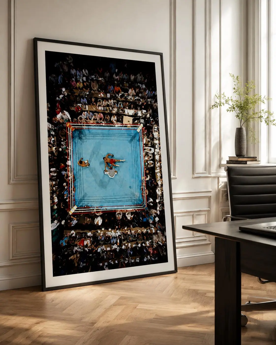Vintage Boxing Arena Poster, Overhead Fight Photography Wall Art, Sports Decor