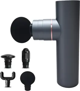 KVKID Mini Massage Gun for Pain Relief, Deep Tissue Percussion Muscle Massager with 4 Attachments, Rechargeable & Portable, Electric Handheld Massager Gun for Back, Neck, Sore Muscles, for Home Office, Gray