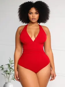 Holiswim Women's Smart Sculpt Front Ruched Swimsuit Tummy Tucking One Piece Slimming Bathing Suit Sculpting Snatched Waistline Swimwear