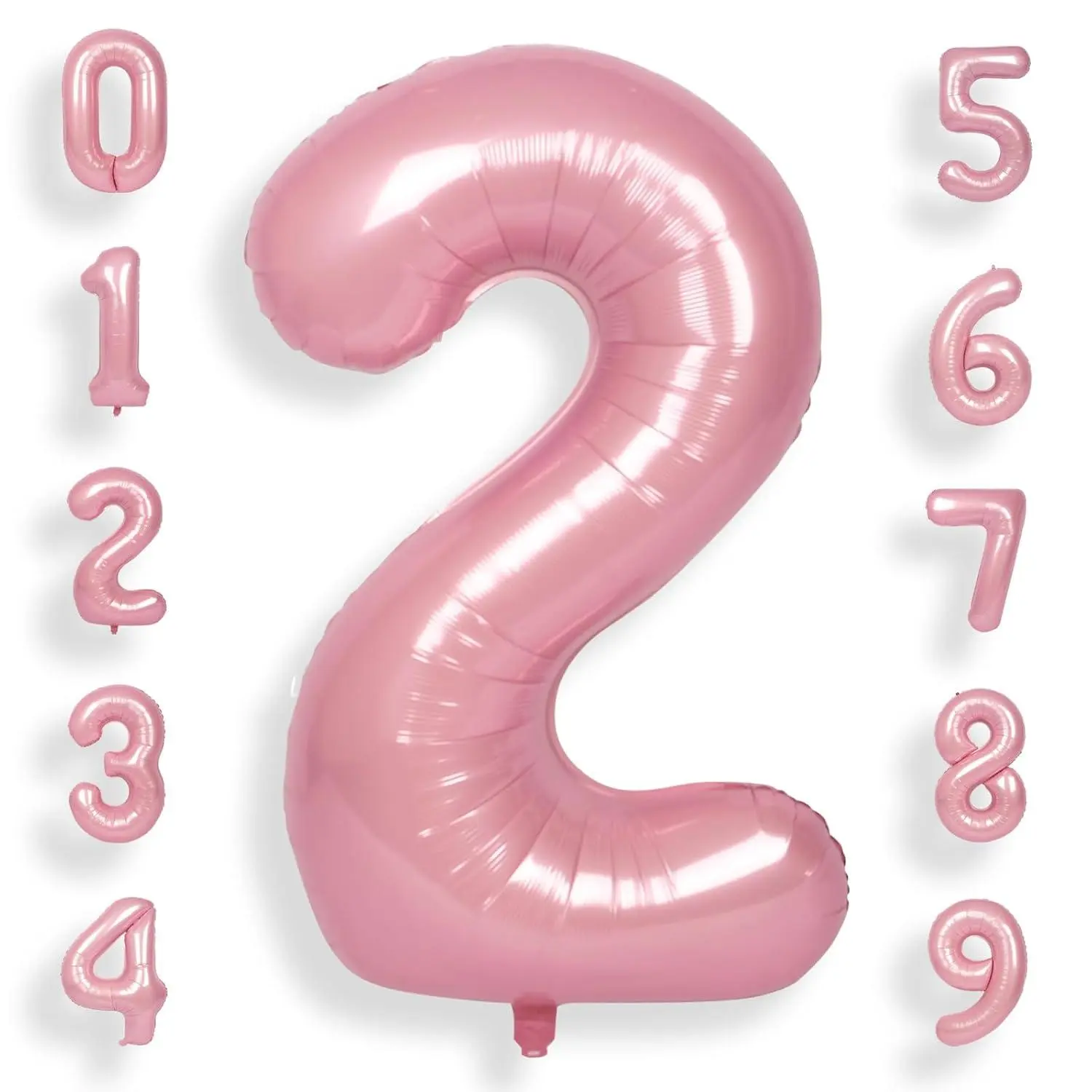 40 Inch Pink Large 2 Number Balloons Big Foil Helium Number Balloons 0-9 Jumbo Happy 2Nd Mylar Birthday Party Decorations For Girl Anniversary Party Supplies