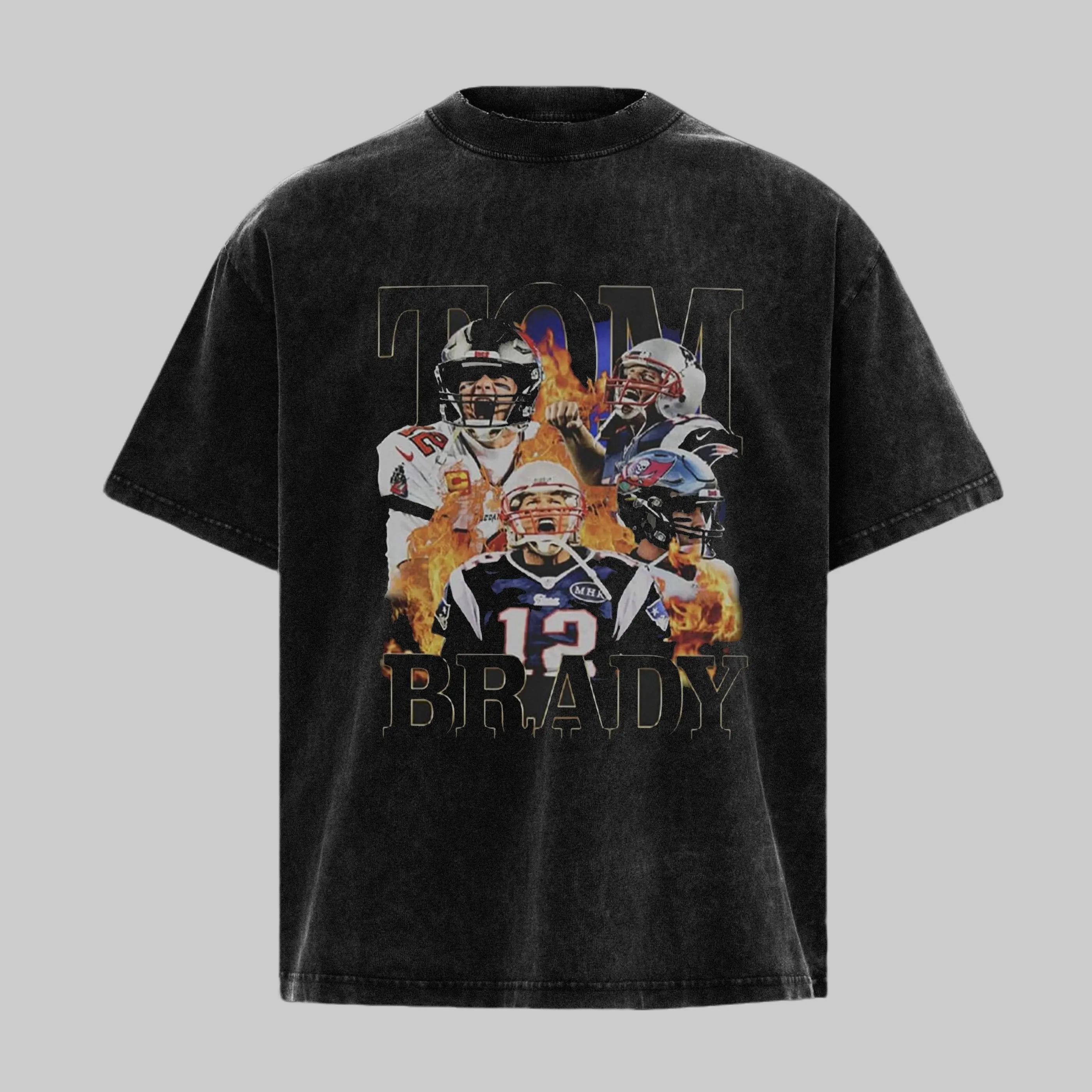 Tom Brady Bootleg Rap Style T-Shirt | Retro Charcoal Wash Heavyweight Football Tee