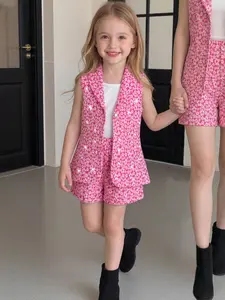 Youthful Summer Set, Pearl-Embellished Sleeveless Blouse + Solid Color Top + Casual Shorts, Ideal for Outdoor & Beach Vacations