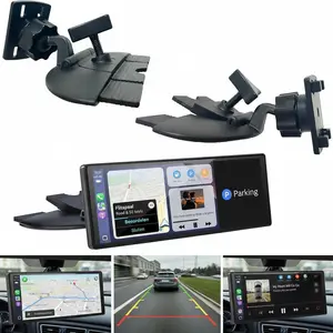 CD Slot Mount for CarPlay Screen – Secure 4-Button Lock, 360° Rotation, Compatible with GPS & Monitor Devices